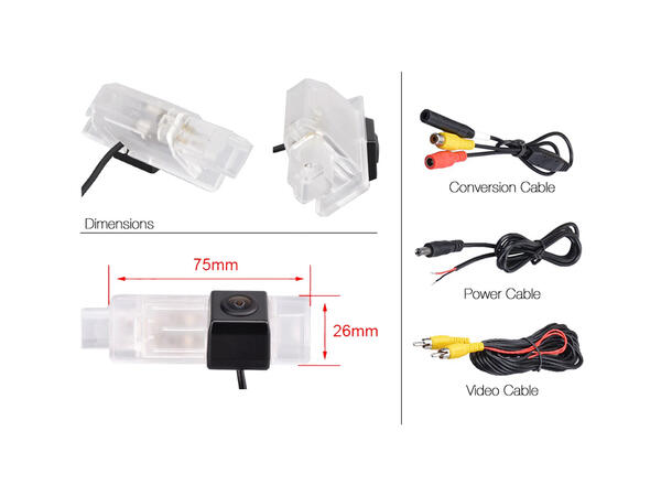 InCarTec Spesialtilp.ryggekamera (CVBS) Citroen/Peugeot (2003-->) 