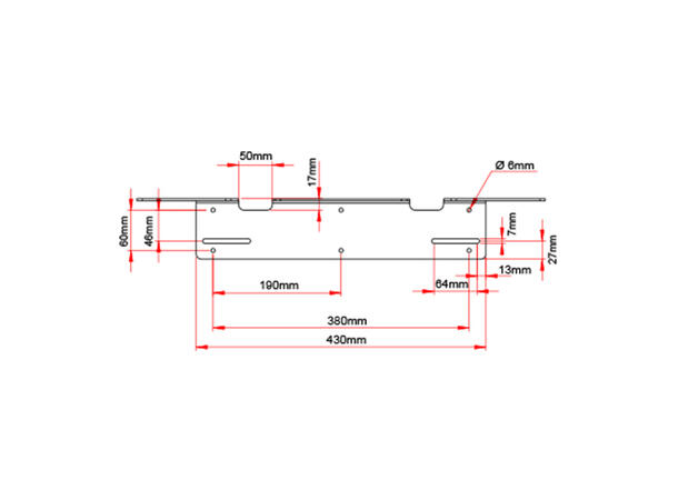 Skiltbrakett for 3 stk 9" ekstralys 3 x 9" ekstralys, 3mm Alu 