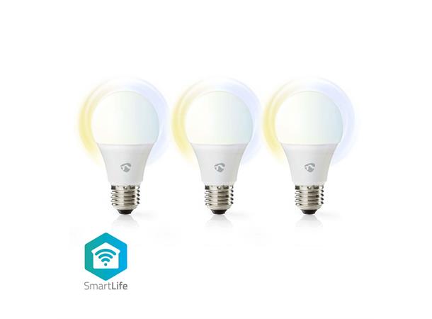 Nedis SmartLife LED-lyspære - 3pk Varmhvit og kaldhvit, E27, WIFI