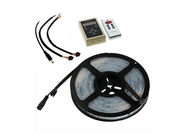 LED strip - RGB m/kontroller Fleksibel, vanntett, 12V/230V