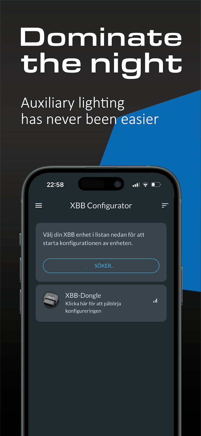 XBB Configurator søker etter XBB Dongle